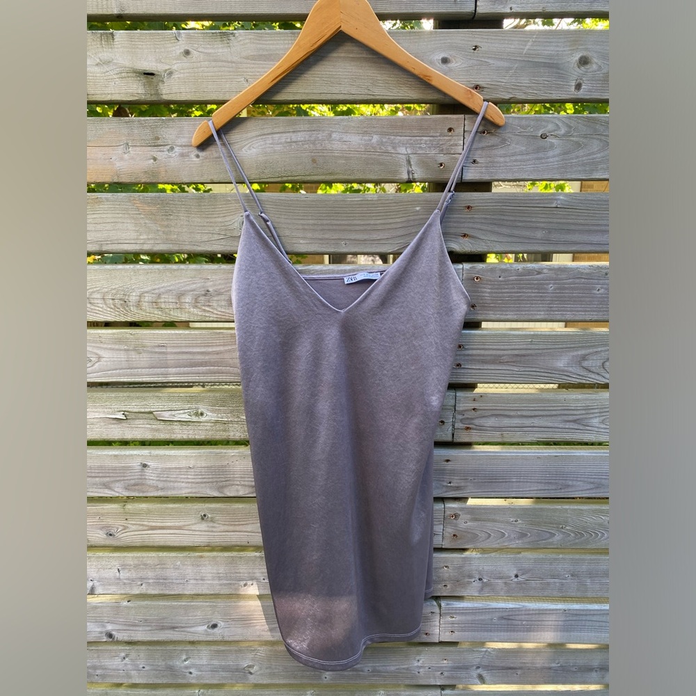 ZARA silver slip dress